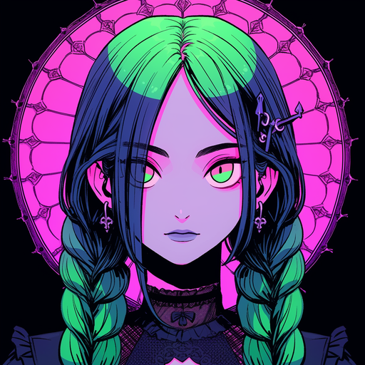 Gothic-inspired Vaporware profile picture with vibrant colors and a mysterious aesthetic.