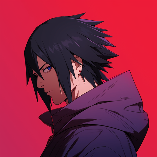 Anime-style portrait of Sasuke Uchiha, featuring Studio Ghibli-style artwork.