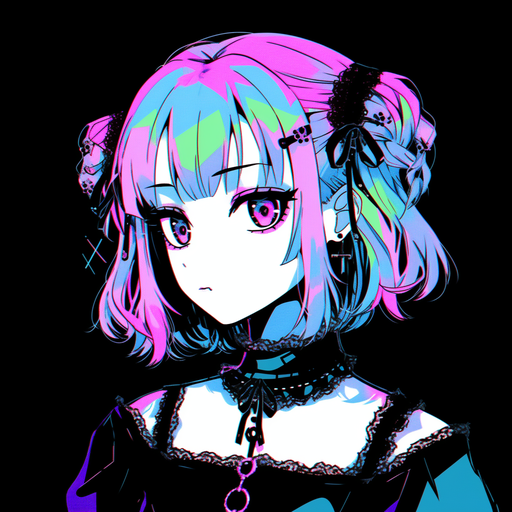 Gothic-inspired Vaporware pfp with vibrant colors and abstract designs.