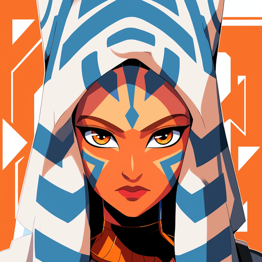 Colorful pop art portrait of Ahsoka Tano in a unique style.