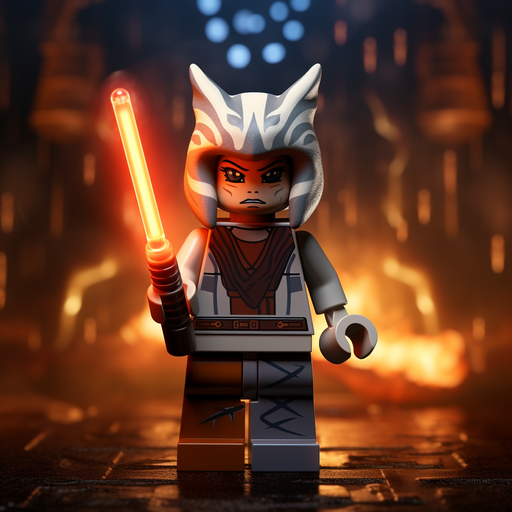 Lego-style portrait of Ahsoka Tano from Star Wars.