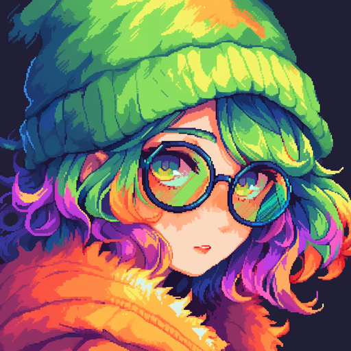 Colorful pixel art design representing a cool profile picture.