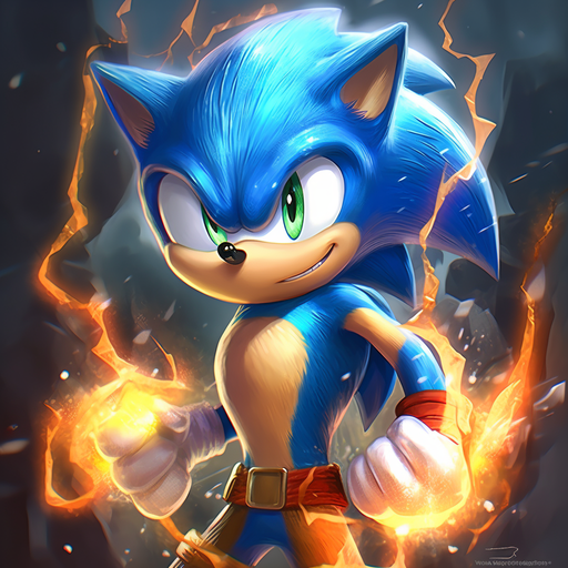Animated blue hedgehog with spiky hair wearing red and white shoes in a pixelated style