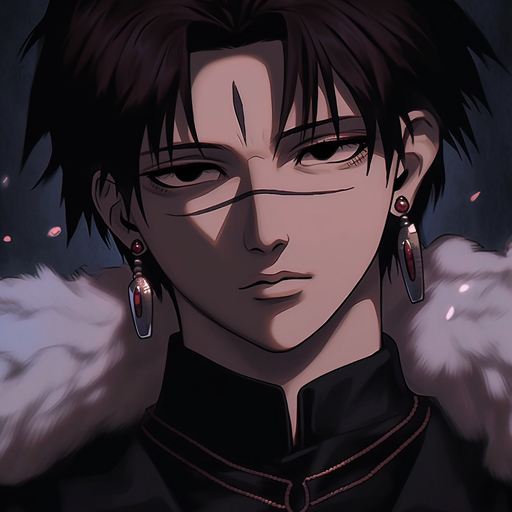 Chrollo Lucilfer, a character from Hunter x Hunter, with a captivating and mysterious expression.