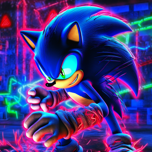 Blacklight Sonic with vibrant colors and glowing effects.