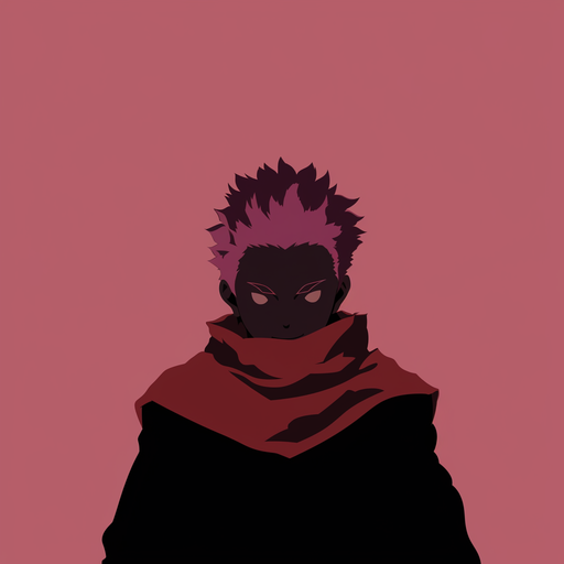 Sukuna, a character from Jujutsu Kaisen, depicted in a minimalist vector art style.