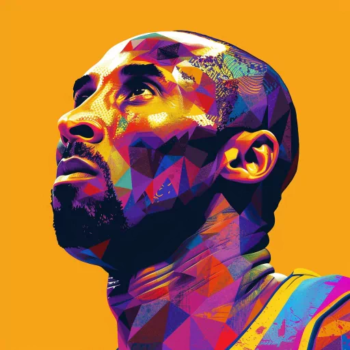 Stylized artistic avatar of a basketball player with a geometric design against an orange background for a profile photo.