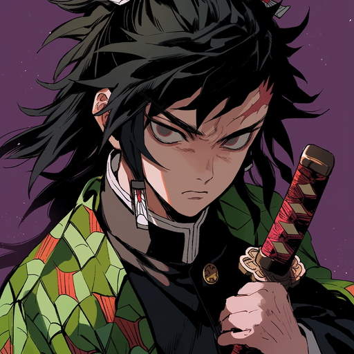 Tomioka, the character from Demon Slayer in anime/manga style