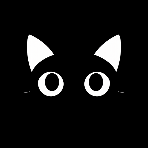 Minimalist black and white cat face profile picture