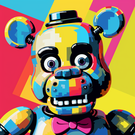 Colorful pop art style profile picture (PFP) inspired by Five Nights at Freddy's (FNAF).