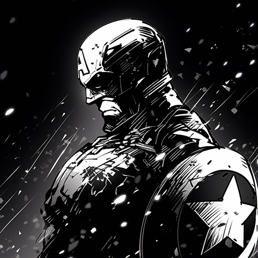 Monochrome profile picture depicting Captain America.