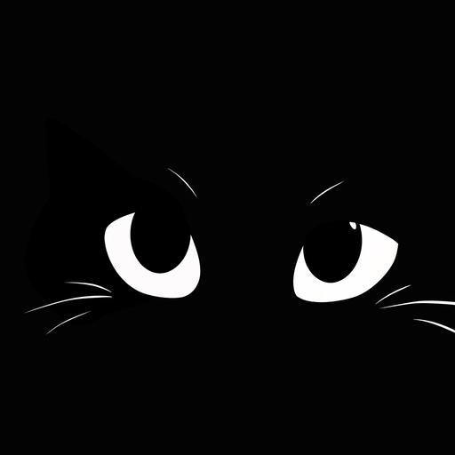Black and white minimalist cat face pfp.