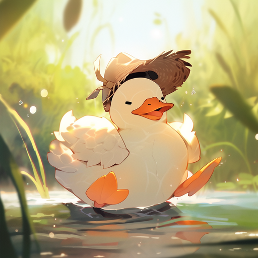 Ghibli-style duck pfp with vibrant colors.