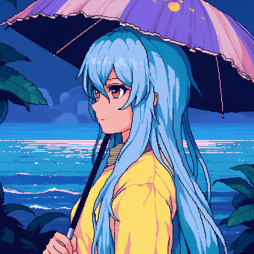 Rimuru Tempest in 8-bit art style.