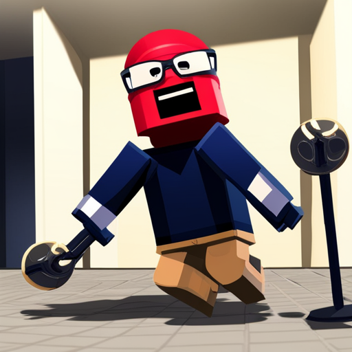 Roblox avatar with a comical expression.