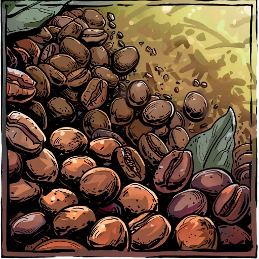 Illustrative avatar of roasted coffee beans with a vibrant, artistic touch, perfect for a coffee enthusiast's profile picture.