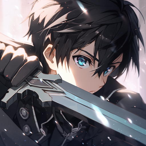 Kirito profile picture with precise and sharp style, portraying the expressive nature of Sword Art Online.