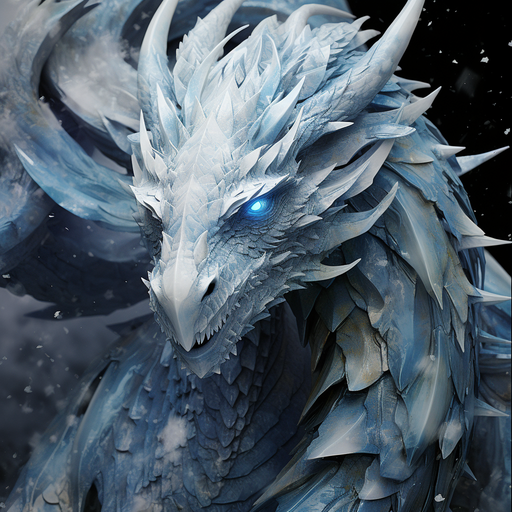 Glacial dragon artwork with vibrant, dark colors on an AMOLED background.