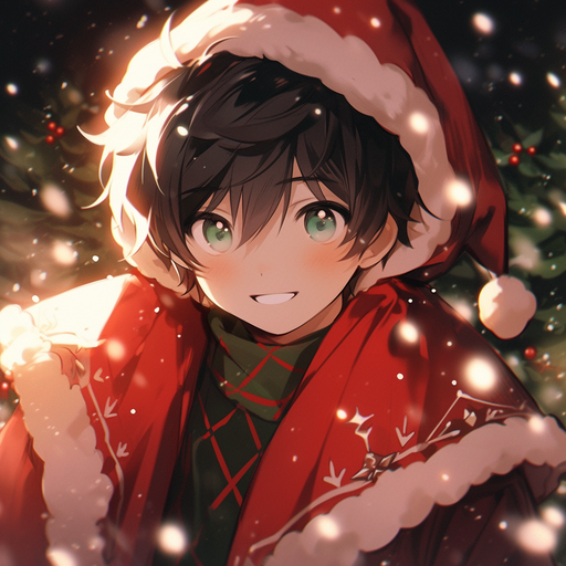 Christmas-themed anime boy profile picture.