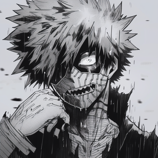 Dark anime character with black and white aesthetic from My Hero Academia.