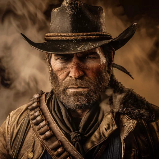 Avatar of a rugged cowboy with a stern expression wearing a hat, representing Arthur Morgan for a profile photo.