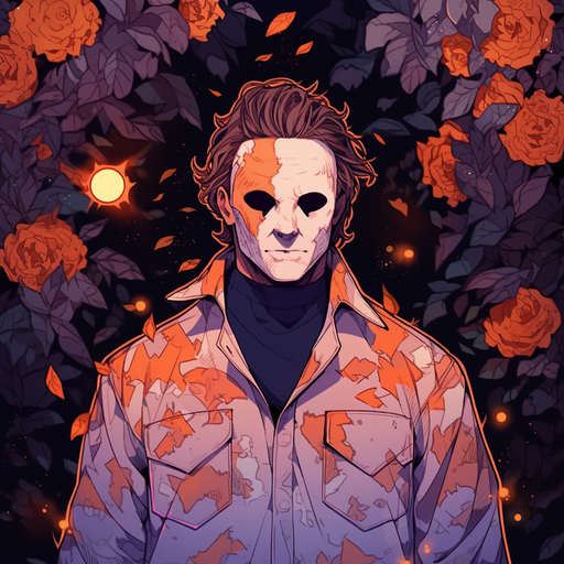 Michael Myers portrait with a haunting expression, inspired by the character from the Halloween franchise.
