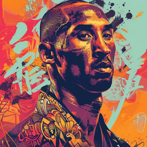 Stylized avatar of a basketball player with a colorful abstract background for a profile picture.