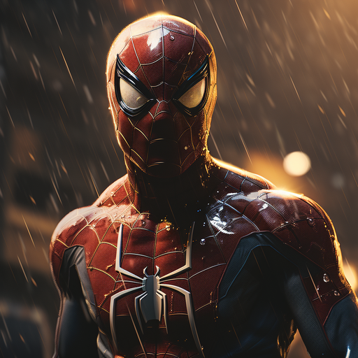 Spiderman logo on a vibrant background.