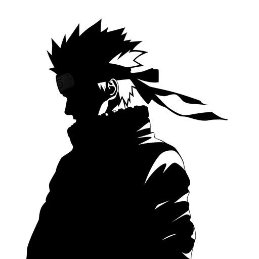 Black and white anime character in a dynamic pose against a white background.