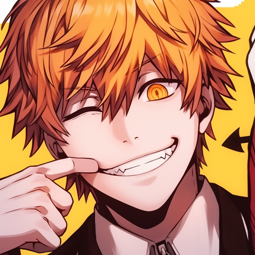 Smiling Denji boy with anime-style artwork