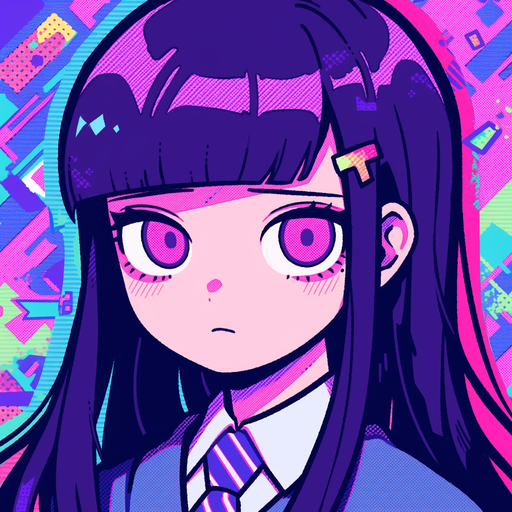 Komi character portrait in 8-bit style, vibrant colors