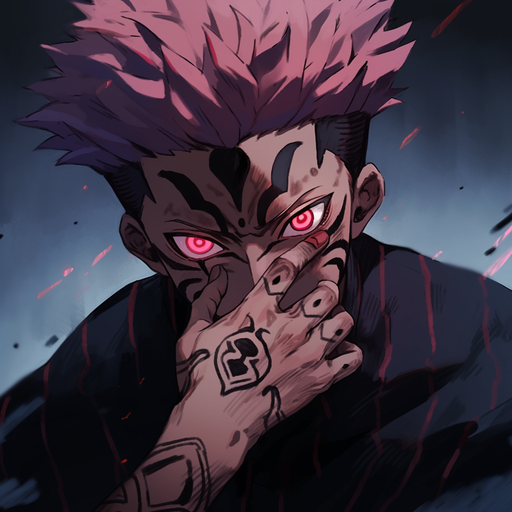 Sukuna, a character from Jujutsu Kaisen anime, in a profile picture style.