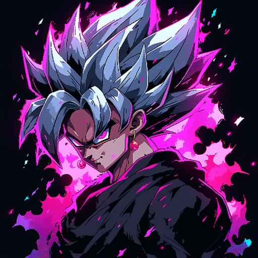 Goku Black in 8-bit style, inspired by Dragon Ball Super anime.