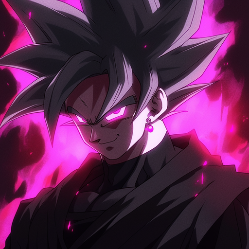 Goku Black from Dragon Ball Super wearing an evil smile