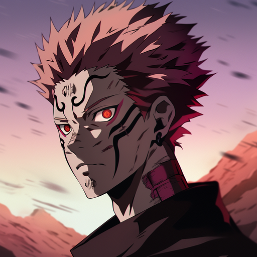 Sukuna from Jujutsu Kaisen anime: a profile picture representation with a niji aesthetic.