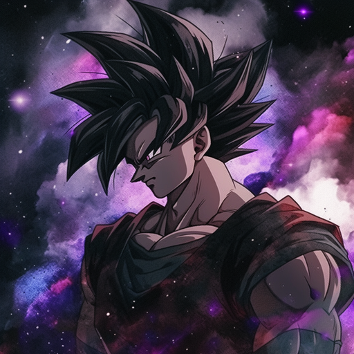 Evil Goku Black with galaxy background.