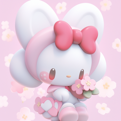 My Melody character in aesthetic cartoon style with rainbow colors.
