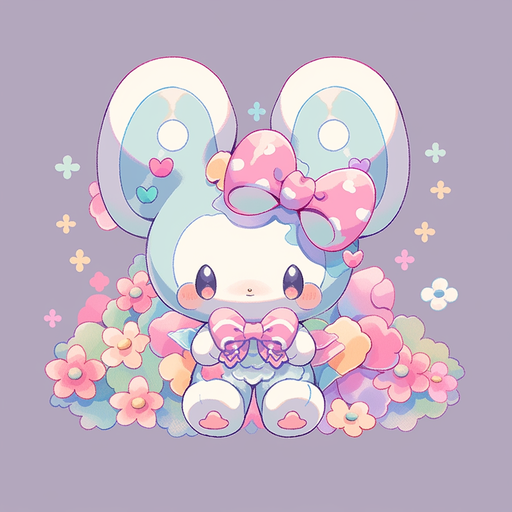 Cute pixel art drawing of My Melody with a colorful aesthetic.