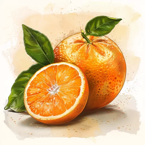Vibrant orange profile picture featuring a photorealistic illustration of a whole orange and a sliced half with green leaves.