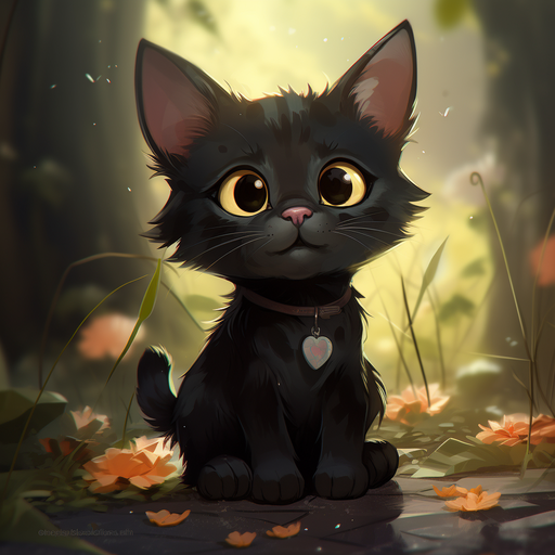 Cute black cat with glowing eyes in a profile picture