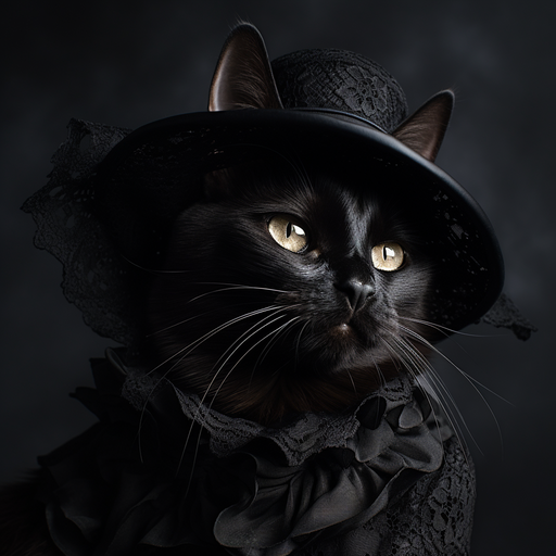 Sophisticated black cat fashion portrait.