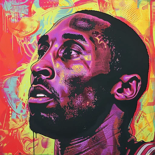 Colorful artistic illustration of a basketball player profile picture.