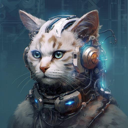 A futuristic cat profile picture with a sci-fi vibe.