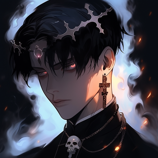 Chrollo Lucilfer, a character with dark hair and a serious expression.
