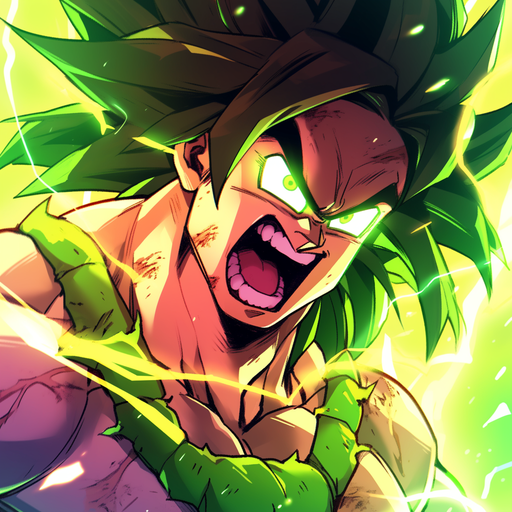 Powerful character from DragonBall series with a fierce expression.