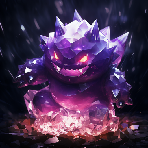 Crystal Gengar, a ghostly Pokémon with an icy blue and transparent body.