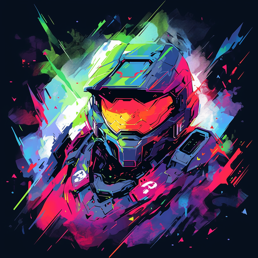 Master Chief in vector art style.