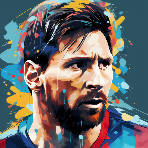Lionel Messi in a vibrant pop art style.
