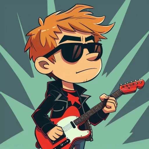 Scott Pilgrim themed avatar with character playing guitar for profile picture.