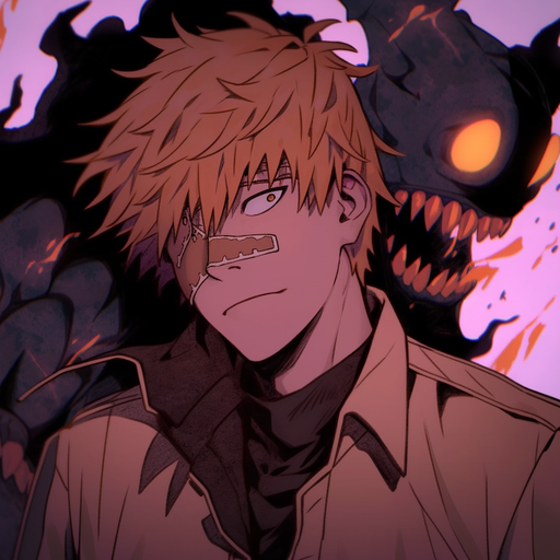 Denji, the main character from Chainsaw Man, is depicted in this profile picture with a dynamic and engaging design.